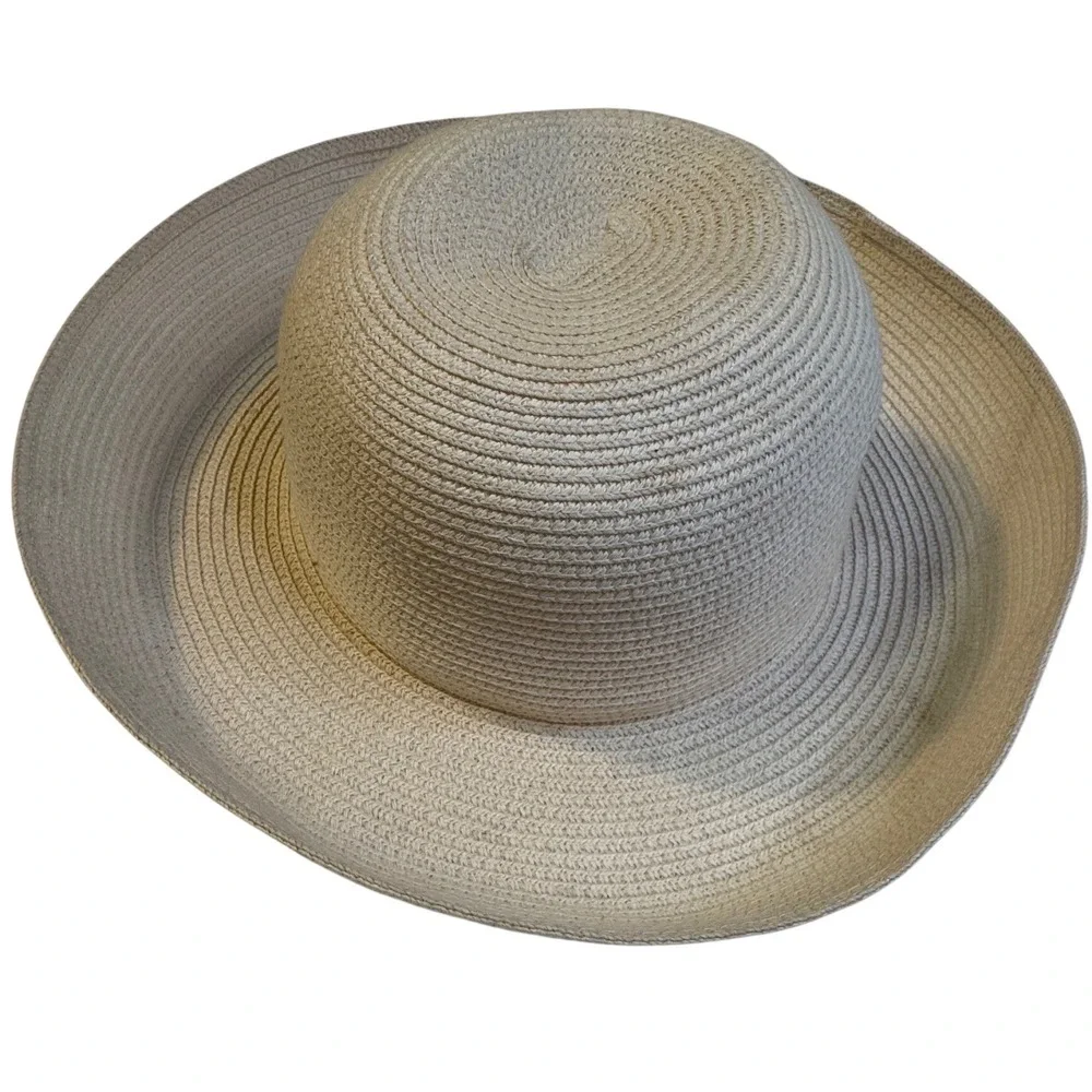 Betmar New York Cream Woven Paper Straw Sun Hat Wide Brim Summer Beach Style 160